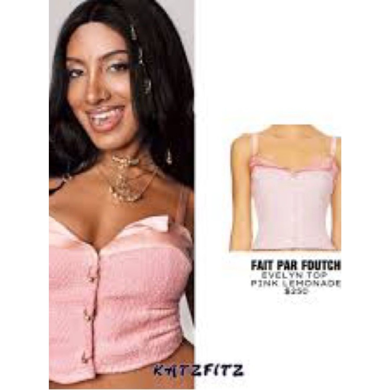 Nwt Fait Par Foutch Top Pink Tweed Evelyn Coquette Preppy Size Xxs — image 2 of 6